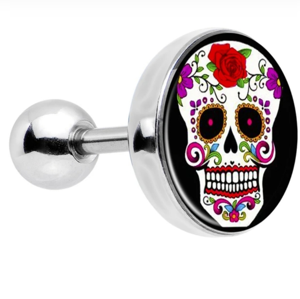 Sugar skull Tragus Cartilage piercing. 16 G Body Candy